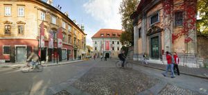 The <!--LINK'" 0:244--> facade in the background, with the <!--LINK'" 0:245--> church facade on the right, 2006