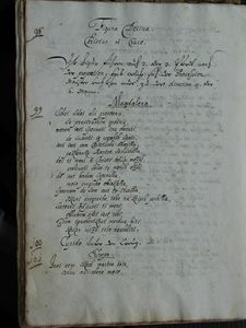 The codex manuscript of the Škofja Loka Passion Play, Friar Romuald, 1721. In 863 rhymed verses, it is reputedly one of the most beautiful dramatic poems in Slovenian literature. <!--LINK'" 0:69-->