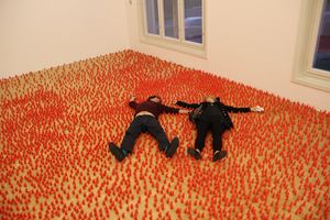 Serkan Özkaya's <i>Proletarier aller Länder</i> installation at <!--LINK'" 0:239-->, 29th <!--LINK'" 0:240-->, 2011.