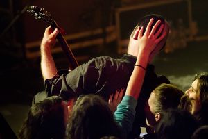 <!--LINK'" 0:471-->, <!--LINK'" 0:472--> frontman with a famous half-shaved head, at the concert in <!--LINK'" 0:473-->, 2011