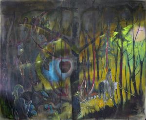 <i>Gott Verlierer</i>, by <!--LINK'" 0:6-->, oil on canvas, 270 x 330 cm, 2008&ndash;2009, <!--LINK'" 0:7-->