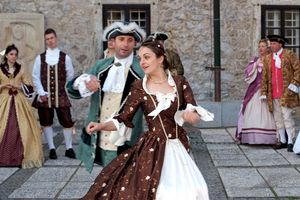 The Knight Gašper Lambergar Theatre Group demonstrates the medieval culture and entertainment (medieval dances, knight duels, fire, fire spitting and eating shows) at <!--LINK'" 0:96-->